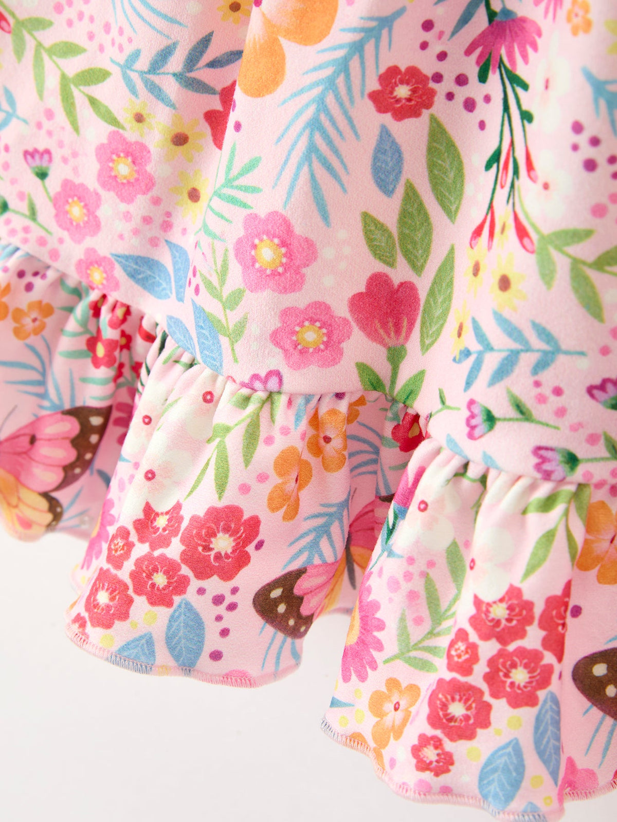 Rylee Faith Designs - Fall Butterfly Floral Print Girls Ruffle Hem Twirl Dress - alternate view 8