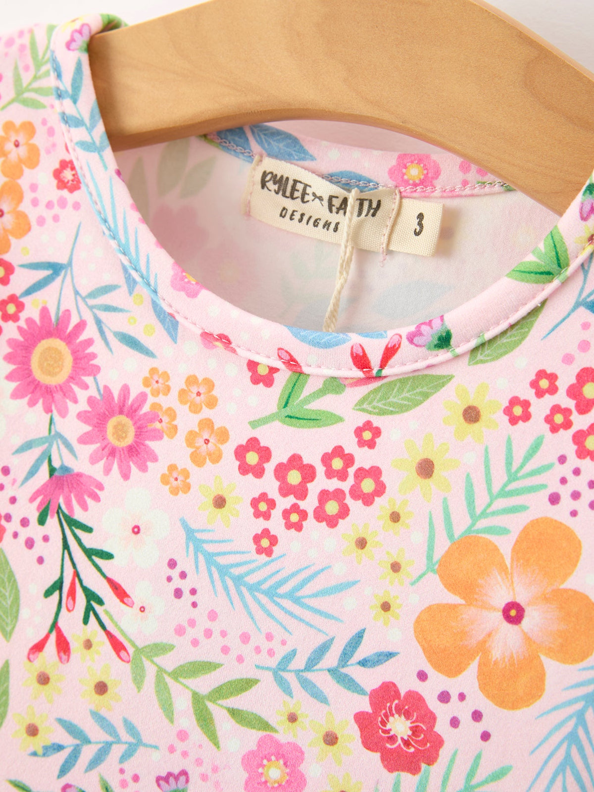 Rylee Faith Designs - Fall Butterfly Floral Print Girls Ruffle Hem Twirl Dress - alternate view 10