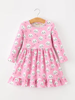 Rylee Faith Designs - Fall Cat Print Girls Ruffle Hem Twirl Dress