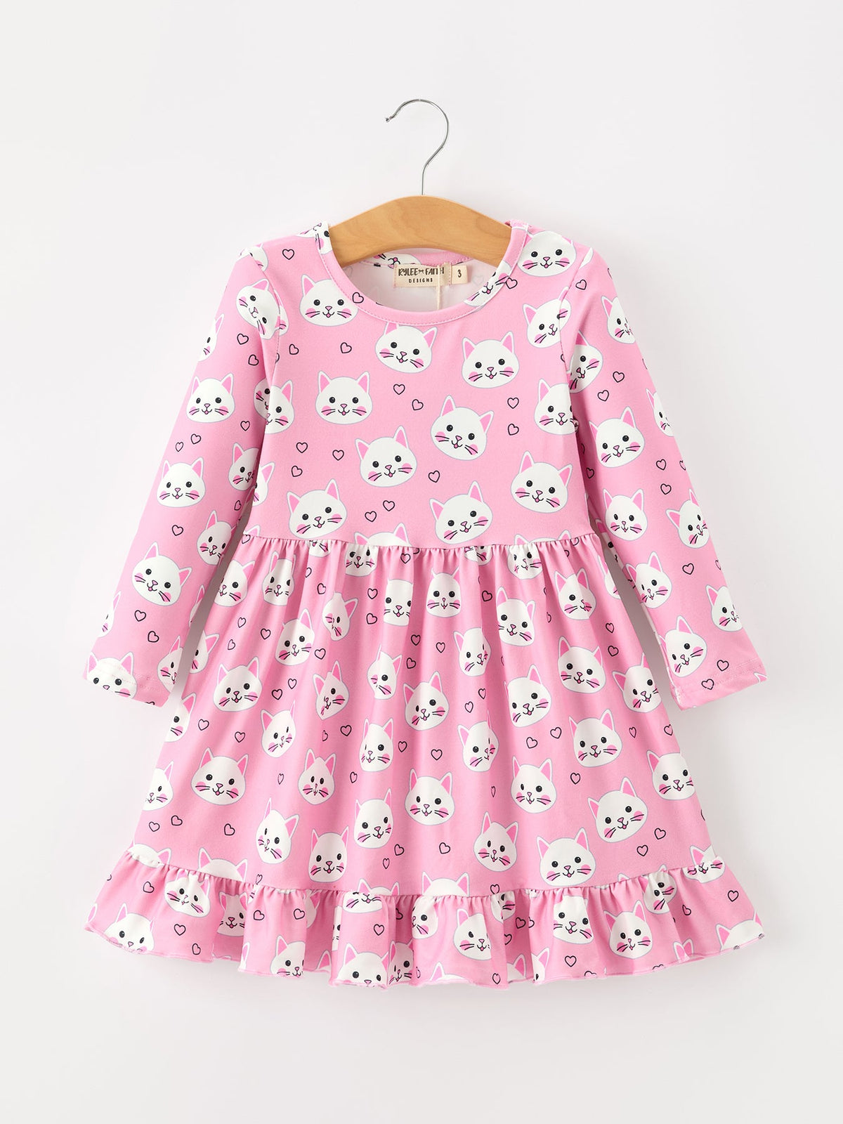 Rylee Faith Designs - Fall Cat Print Girls Ruffle Hem Twirl Dress