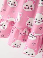 Rylee Faith Designs - Fall Cat Print Girls Ruffle Hem Twirl Dress - alternate view 3