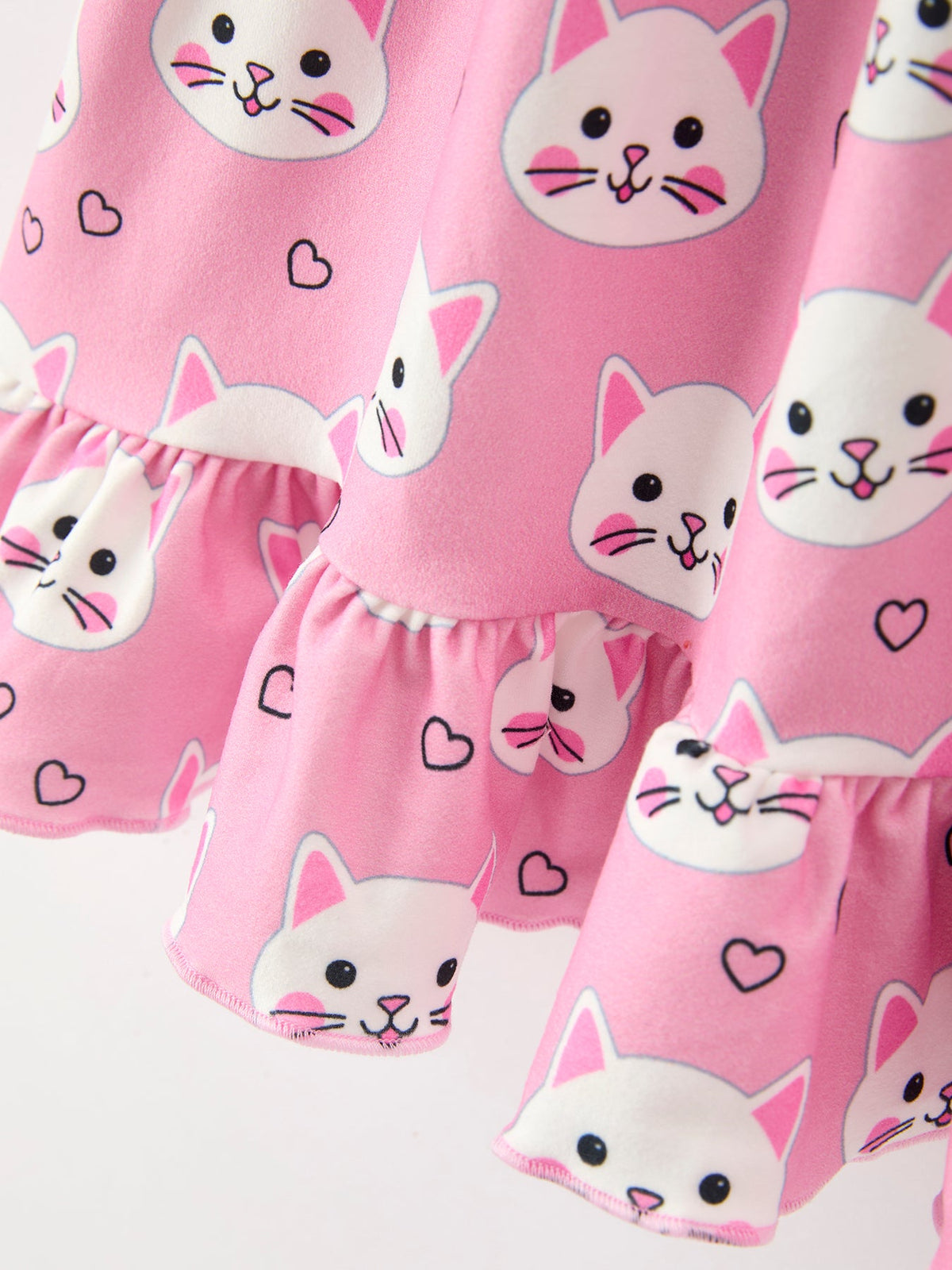 Rylee Faith Designs - Fall Cat Print Girls Ruffle Hem Twirl Dress - alternate view 3