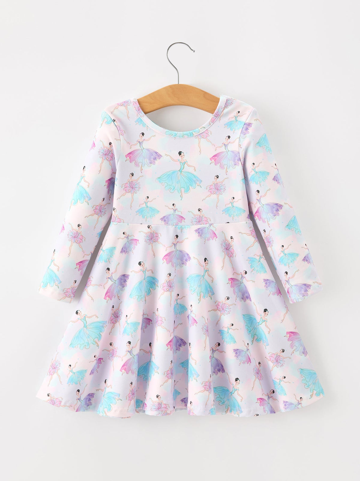Rylee Faith Designs - Fall Watercolor Ballet Girls Long Sleeve Twirl Dress - alternate view 2