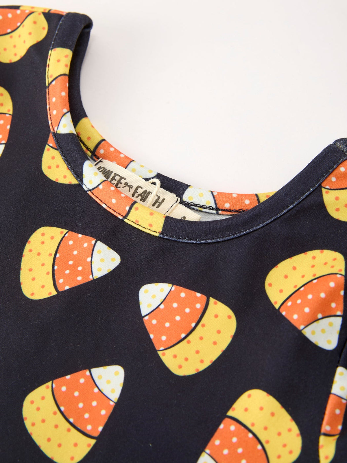 Rylee Faith Designs - Halloween Candy Corn Girls Long Sleeve Twirl Dress - alternate view 3