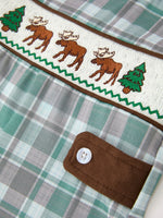 Rylee Faith Designs - Plaid Moose Smocked Baby Boy JonJon - alternate view 4