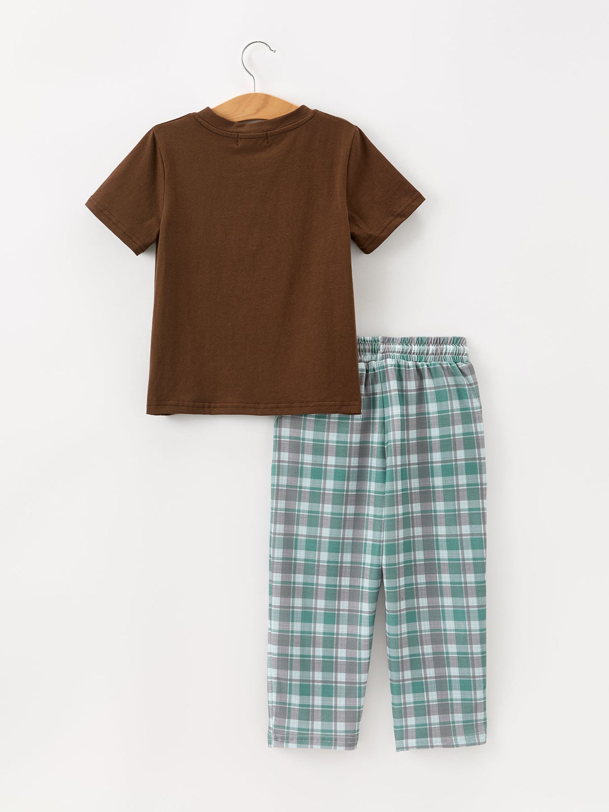 Rylee Faith Designs - Plaid Moose Smocked Boys Short Sleeve Pant Set - alternate view 2