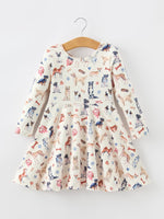 Rylee Faith Designs - Fall Dog Print Girls Long Sleeve Twirl Dress