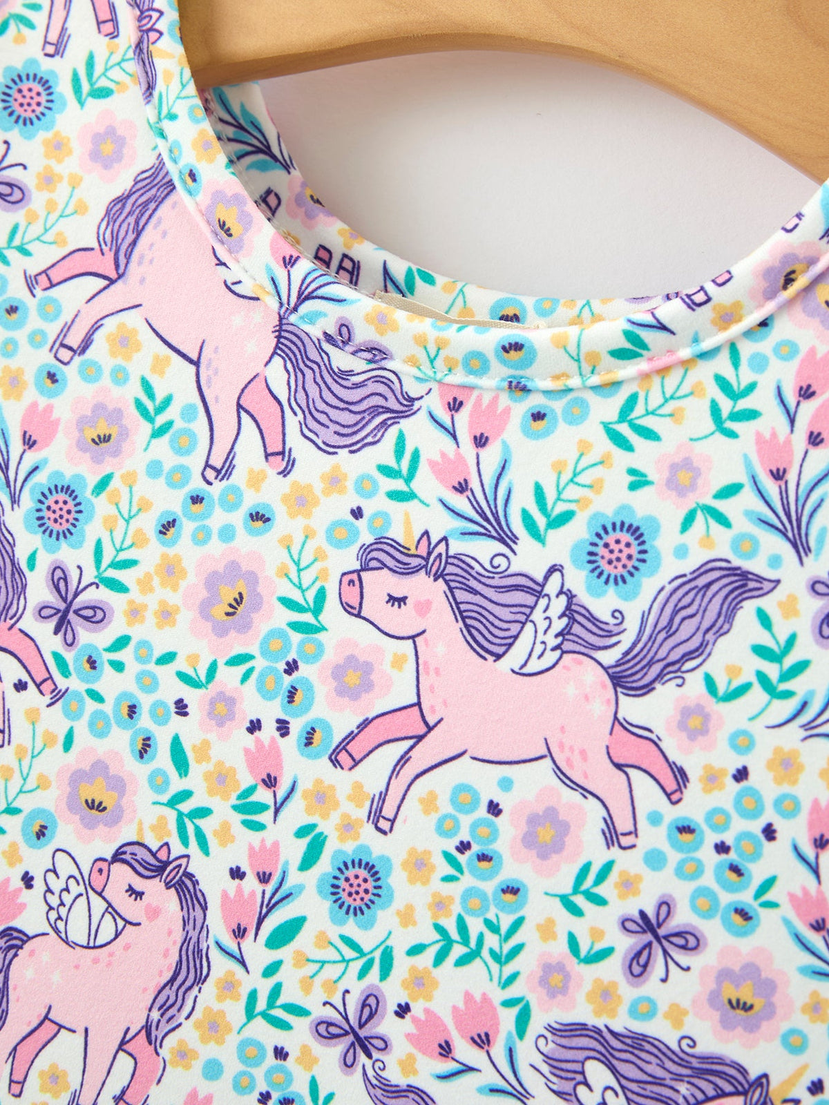 Rylee Faith Designs - Unicorn Floral Print Girls Short Sleeve Twirl Dress - alternate view 8