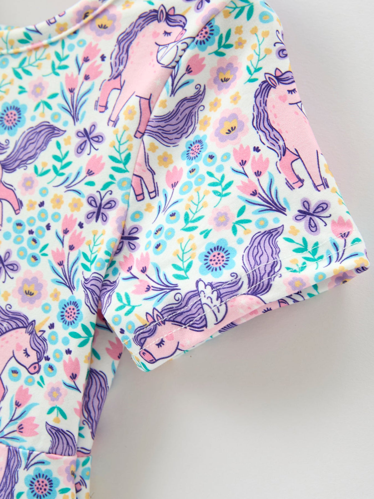 Rylee Faith Designs - Unicorn Floral Print Girls Short Sleeve Twirl Dress - alternate view 9