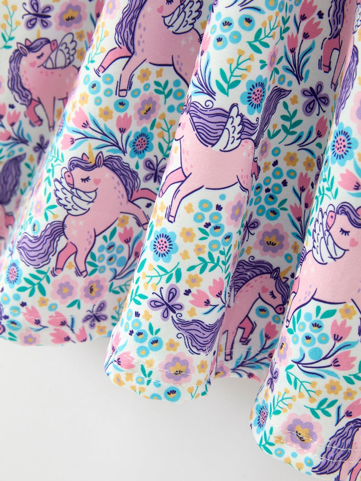 Rylee Faith Designs - Unicorn Floral Print Girls Short Sleeve Twirl Dress - alternate view 10