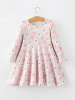 Rylee Faith Designs - Halloween Ghost Bow Print Girls Long Sleeve Twirl Dress - alternate view 2