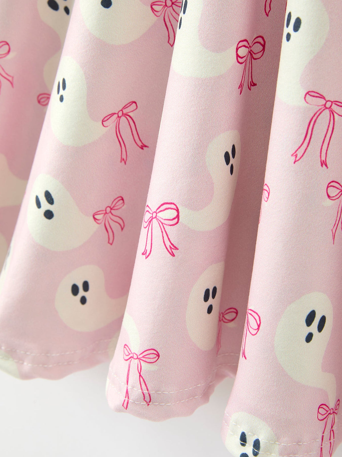 Rylee Faith Designs - Halloween Ghost Bow Print Girls Long Sleeve Twirl Dress - alternate view 5