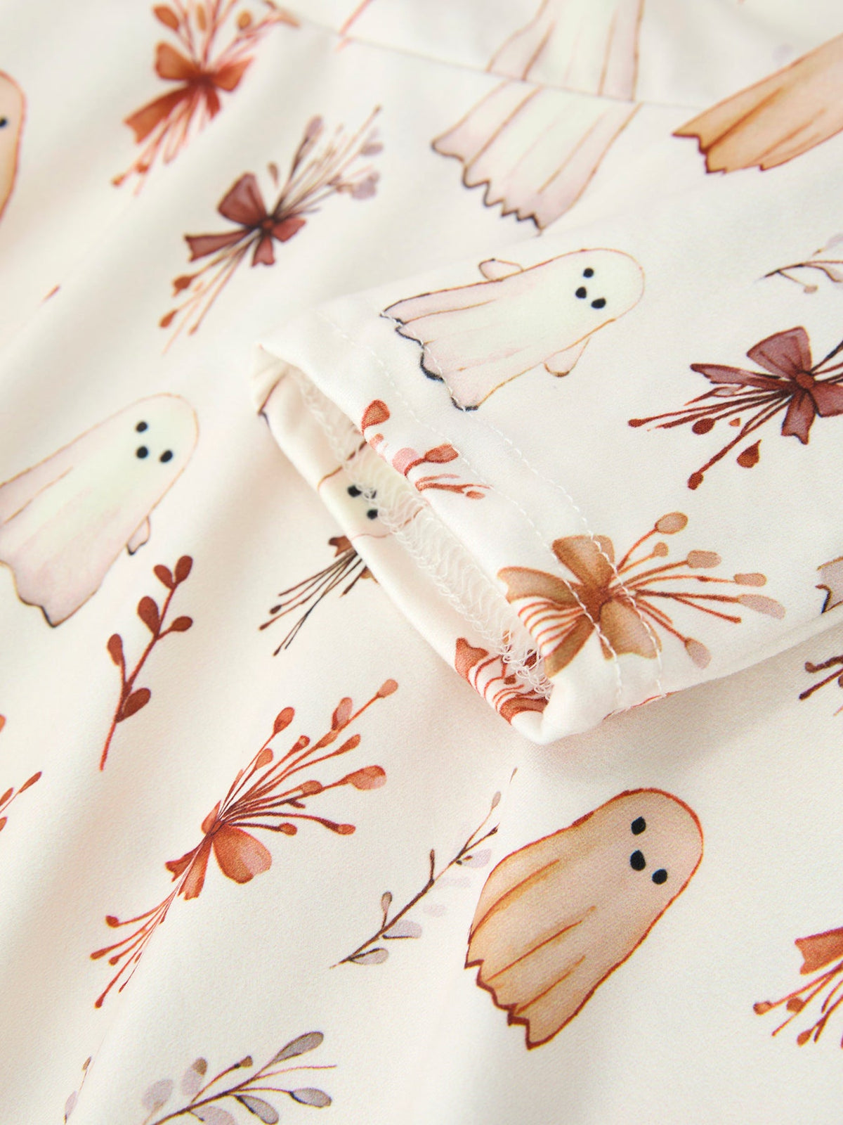 Rylee Faith Designs - Halloween Ghost Floral Bow Girls Long Sleeve Twirl Dress - alternate view 4