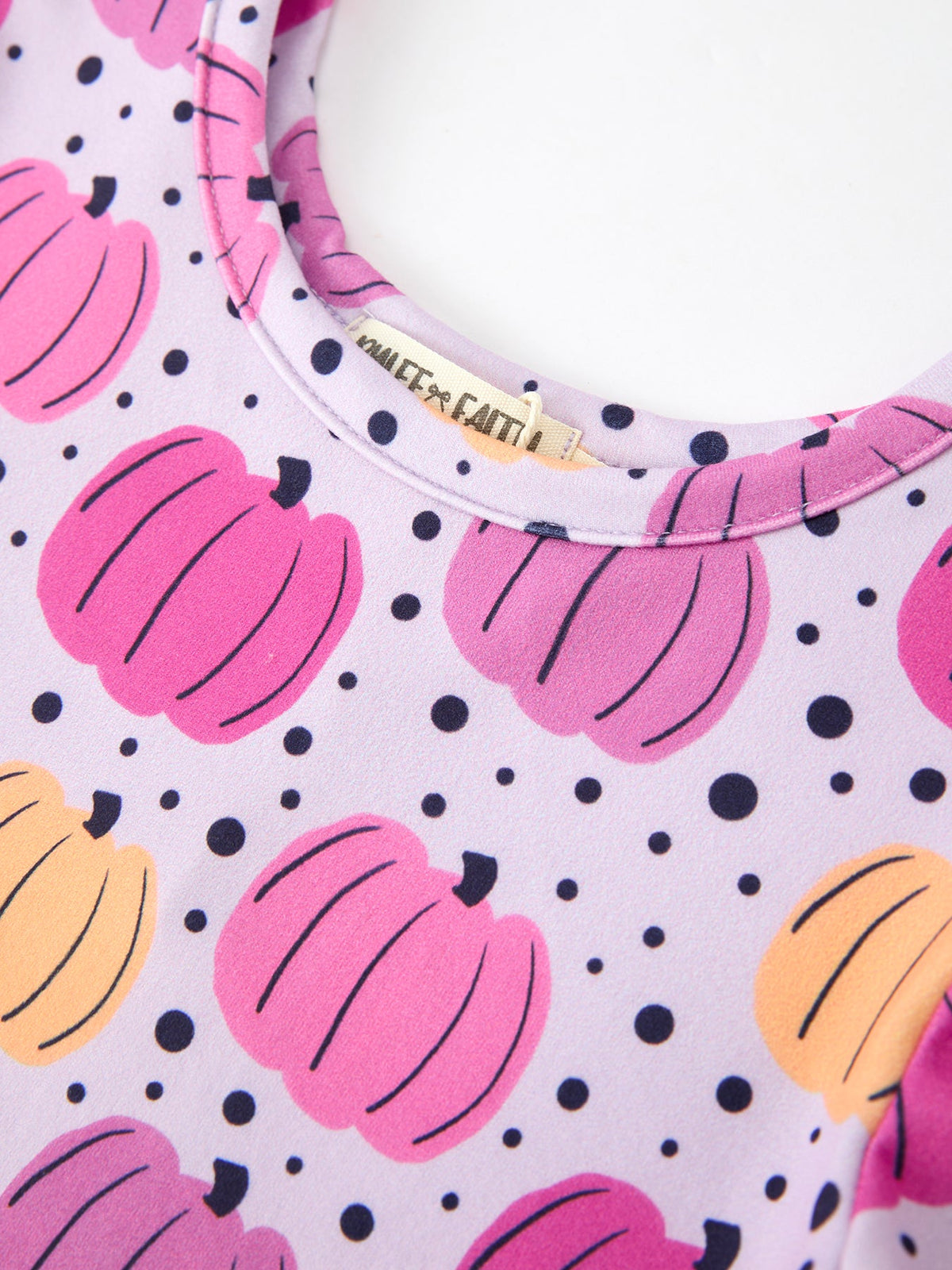 Rylee Faith Designs - Halloween Pumpkin Print Girls Long Sleeve Twirl Dress - alternate view 3