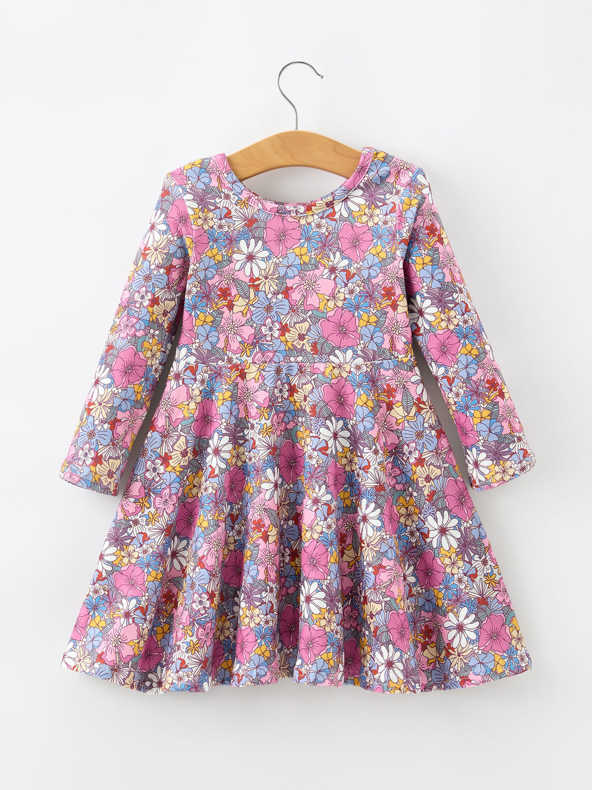 Rylee Faith Designs - Fall Vintage Floral Print Girls Long Sleeve Twirl Dress - alternate view 8