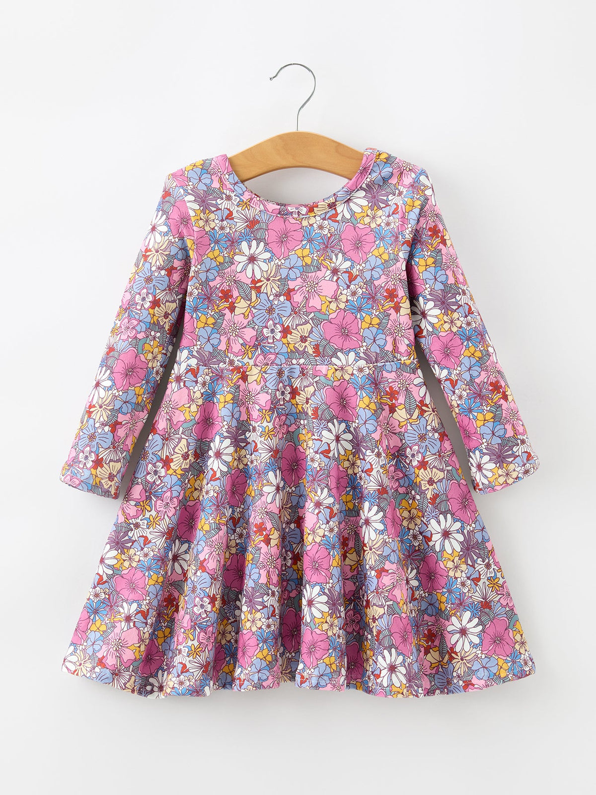 Rylee Faith Designs - Fall Vintage Floral Print Girls Long Sleeve Twirl Dress - alternate view 7