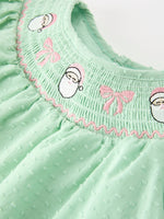 Rylee Faith Designs - Christmas Mint Green Smocked Santa Baby Girl Bloomer Set - alternate view 3