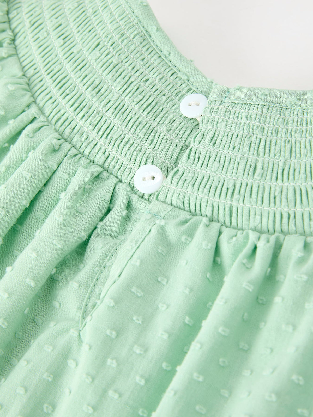 Rylee Faith Designs - Christmas Mint Green Smocked Santa Girls Puff Sleeve Dress - alternate view 5