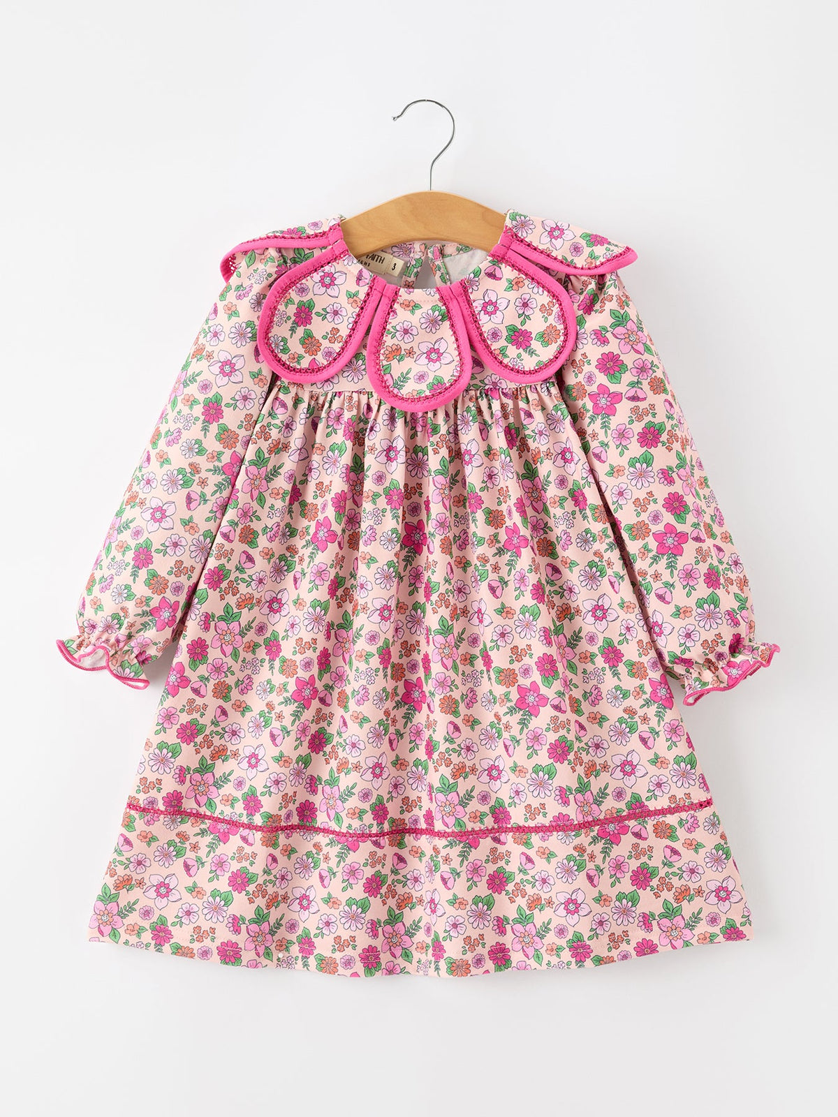 Rylee Faith Designs - Hot Pink Floral Petals Collar Girl Dress