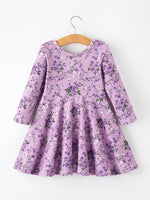Rylee Faith Designs - Fall Lavender Floral Print Girls Long Sleeve Twirl Dress - alternate view 9