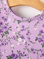 Rylee Faith Designs - Fall Lavender Floral Print Girls Long Sleeve Twirl Dress - alternate view 10