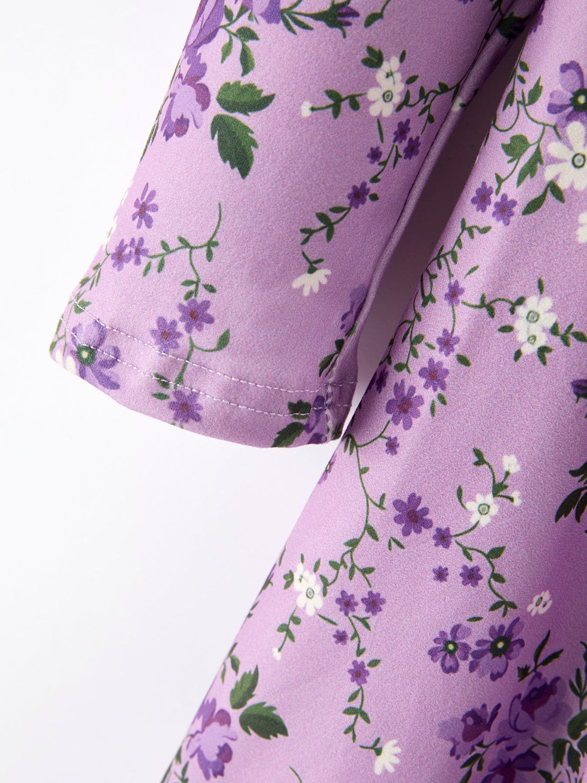 Rylee Faith Designs - Fall Lavender Floral Print Girls Long Sleeve Twirl Dress - alternate view 11