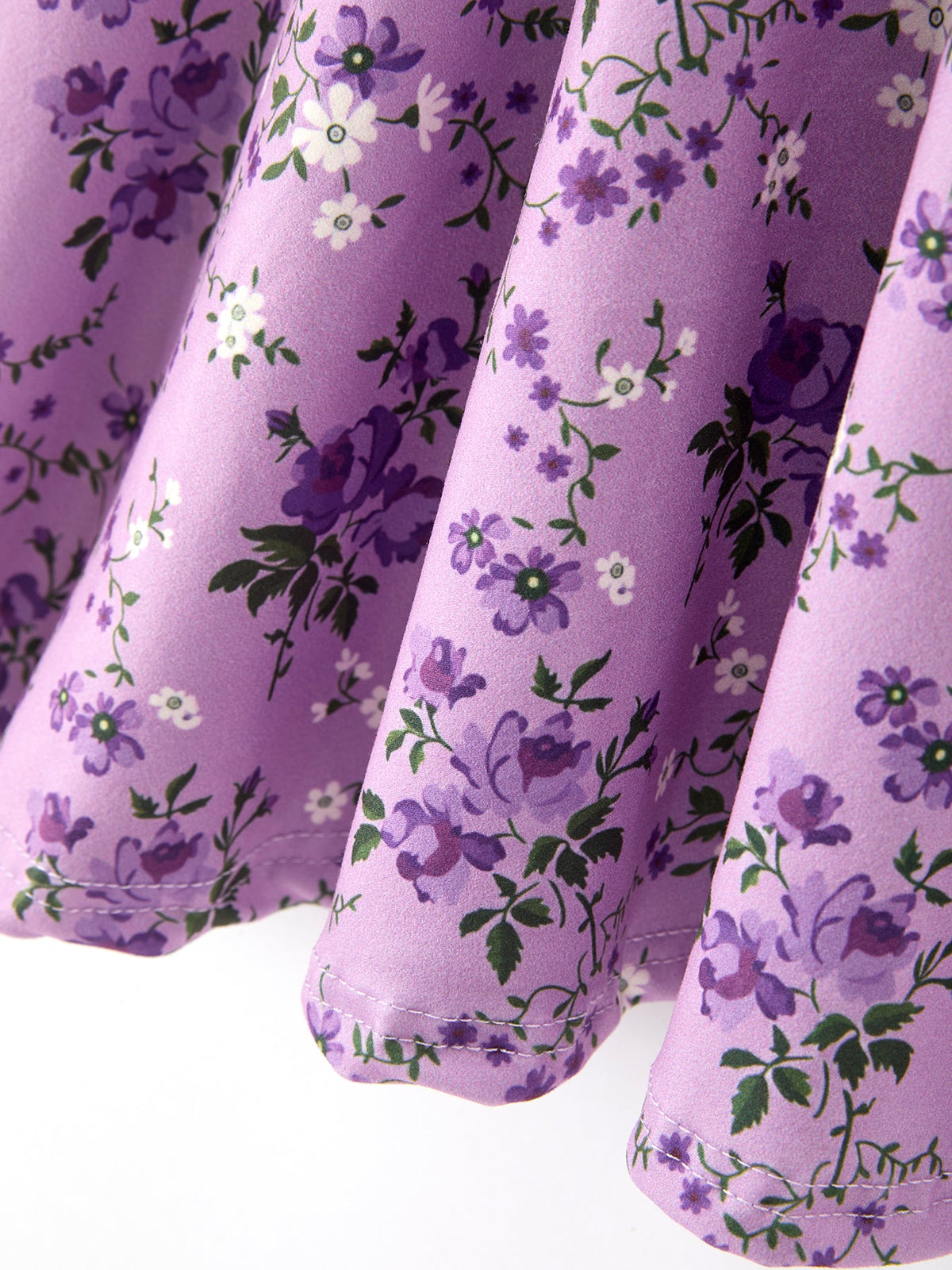 Rylee Faith Designs - Fall Lavender Floral Print Girls Long Sleeve Twirl Dress - alternate view 12