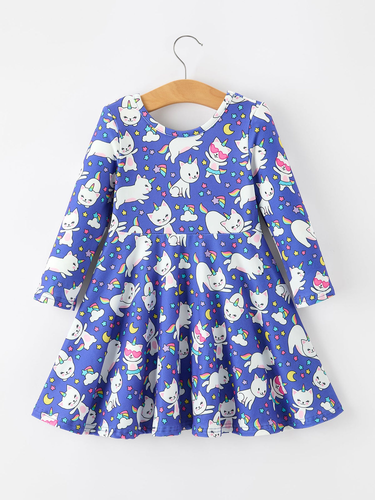 Rylee Faith Designs - Fall Ghost Cat Print Girls Long Sleeve Twirl Dress - alternate view 2