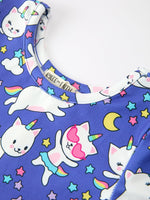Rylee Faith Designs - Fall Ghost Cat Print Girls Long Sleeve Twirl Dress - alternate view 3