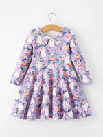 Rylee Faith Designs - Halloween Ghost Pumpkin Girls Long Sleeve Twirl Dress - alternate view 8