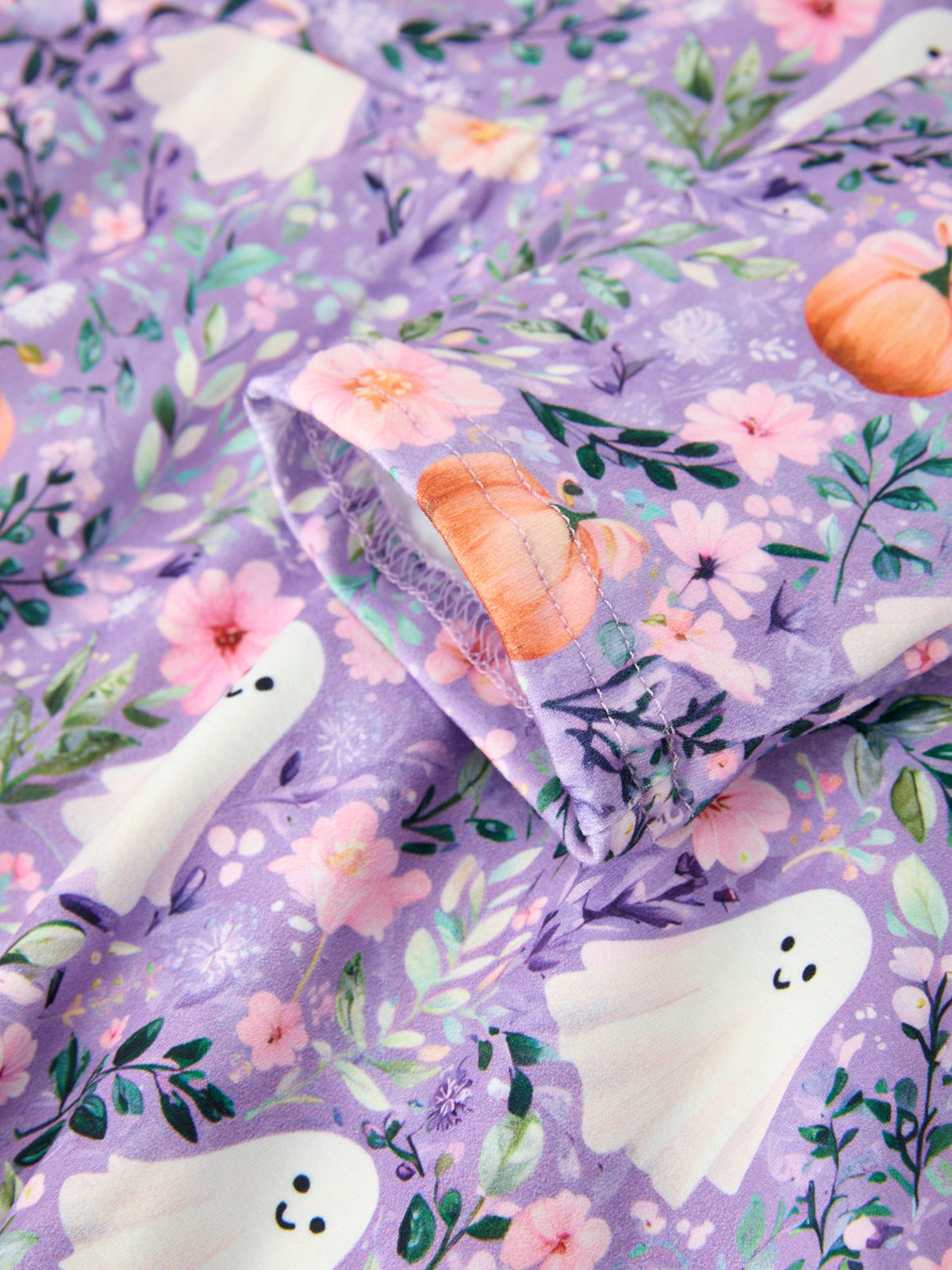 Rylee Faith Designs - Halloween Ghost Pumpkin Girls Long Sleeve Twirl Dress - alternate view 10
