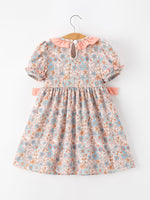 Rylee Faith Designs - Fall Floral Girls Dress Smocked Ruffle Neck Bow - alternate view 2