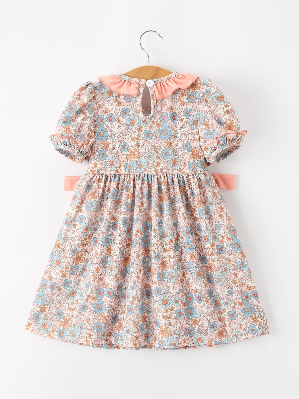 Rylee Faith Designs - Fall Floral Girls Dress Smocked Ruffle Neck Bow - alternate view 2