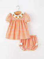 Rylee Faith Designs - Thanksgiving Halloween Pumpkin Puff Sleeve Girls Bloomer Set - alternate view 4