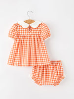 Rylee Faith Designs - Thanksgiving Halloween Pumpkin Puff Sleeve Girls Bloomer Set - alternate view 5