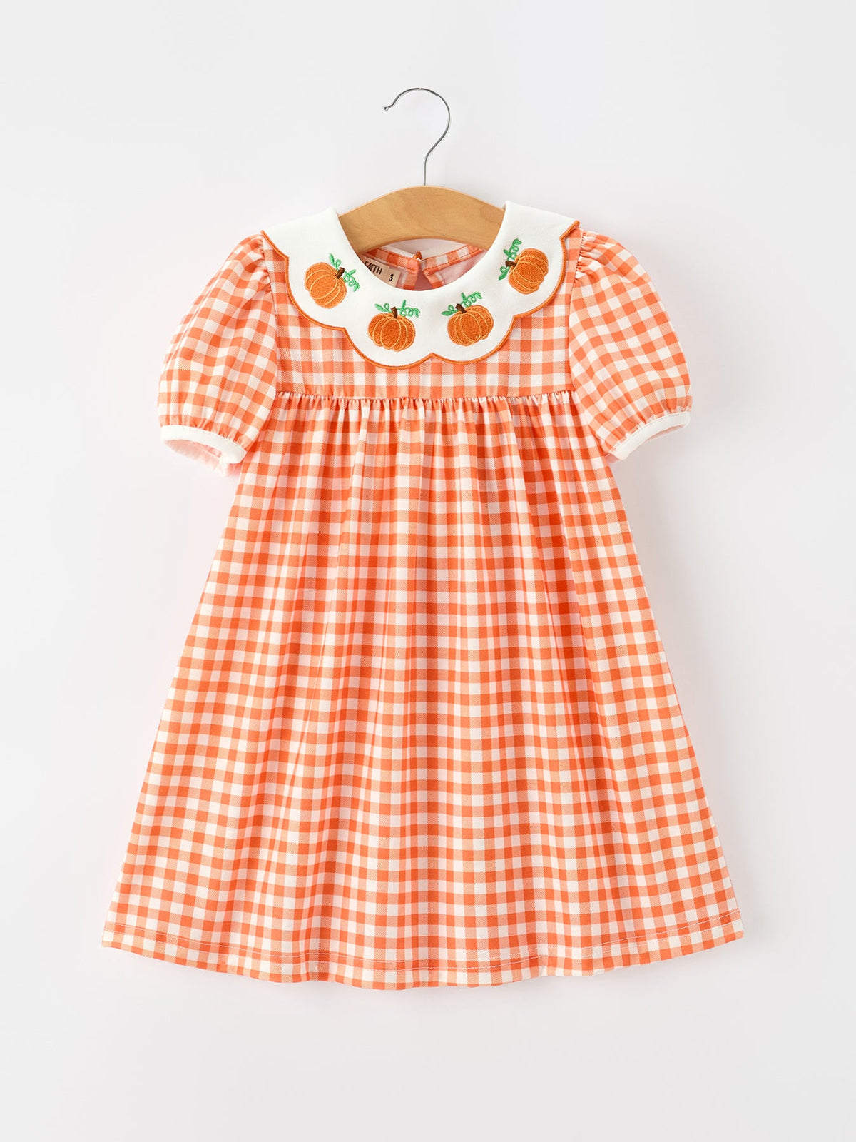 Rylee Faith Designs - Fall Pumpkin Embroidered Puff Sleeve Girls Dress - alternate view 6