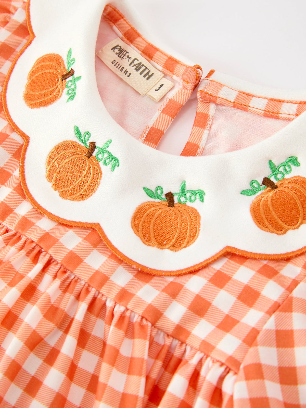 Rylee Faith Designs - Fall Pumpkin Embroidered Puff Sleeve Girls Dress - alternate view 8