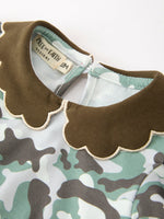 Rylee Faith Designs - Fall Camo Bow Girls Ruffle Bubble Romper - alternate view 3