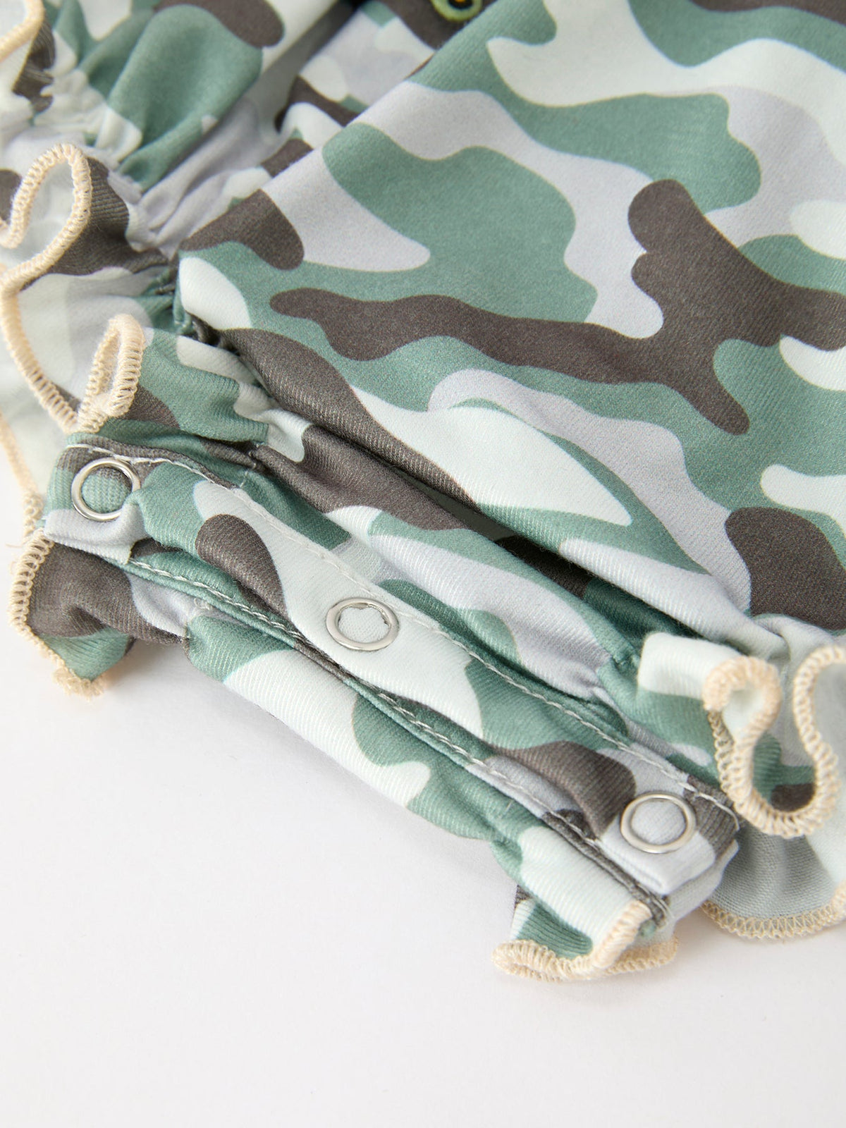 Rylee Faith Designs - Fall Camo Bow Girls Ruffle Bubble Romper - alternate view 5