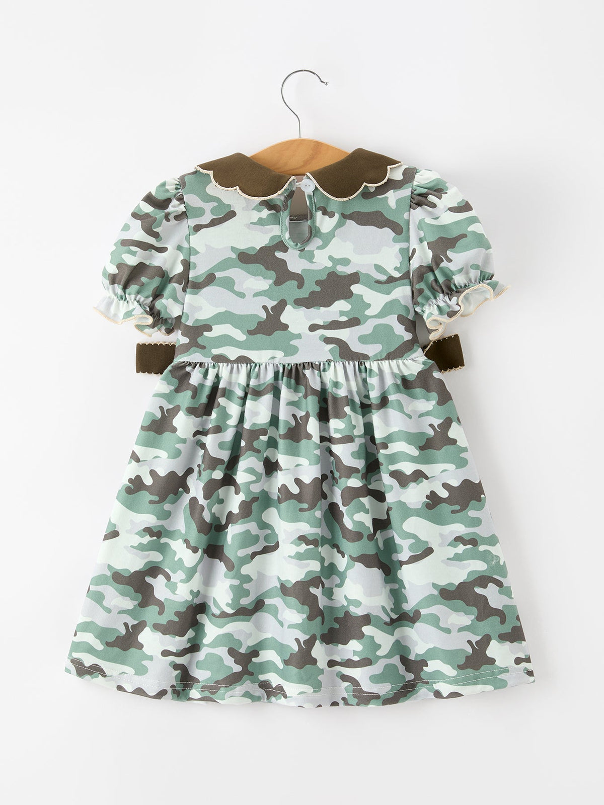 Rylee Faith Designs - Fall Camo Bow Girls Puff Sleeve Twirl Dress - alternate view 2
