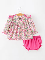 Rylee Faith Designs - Hot Pink Floral Petals Collar Girl Bloomer Set - alternate view 2