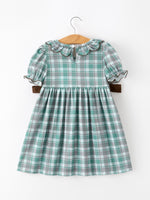 Rylee Faith Designs - Plaid Moose Smocked Girls Puff Sleeve Dress - alternate view 2