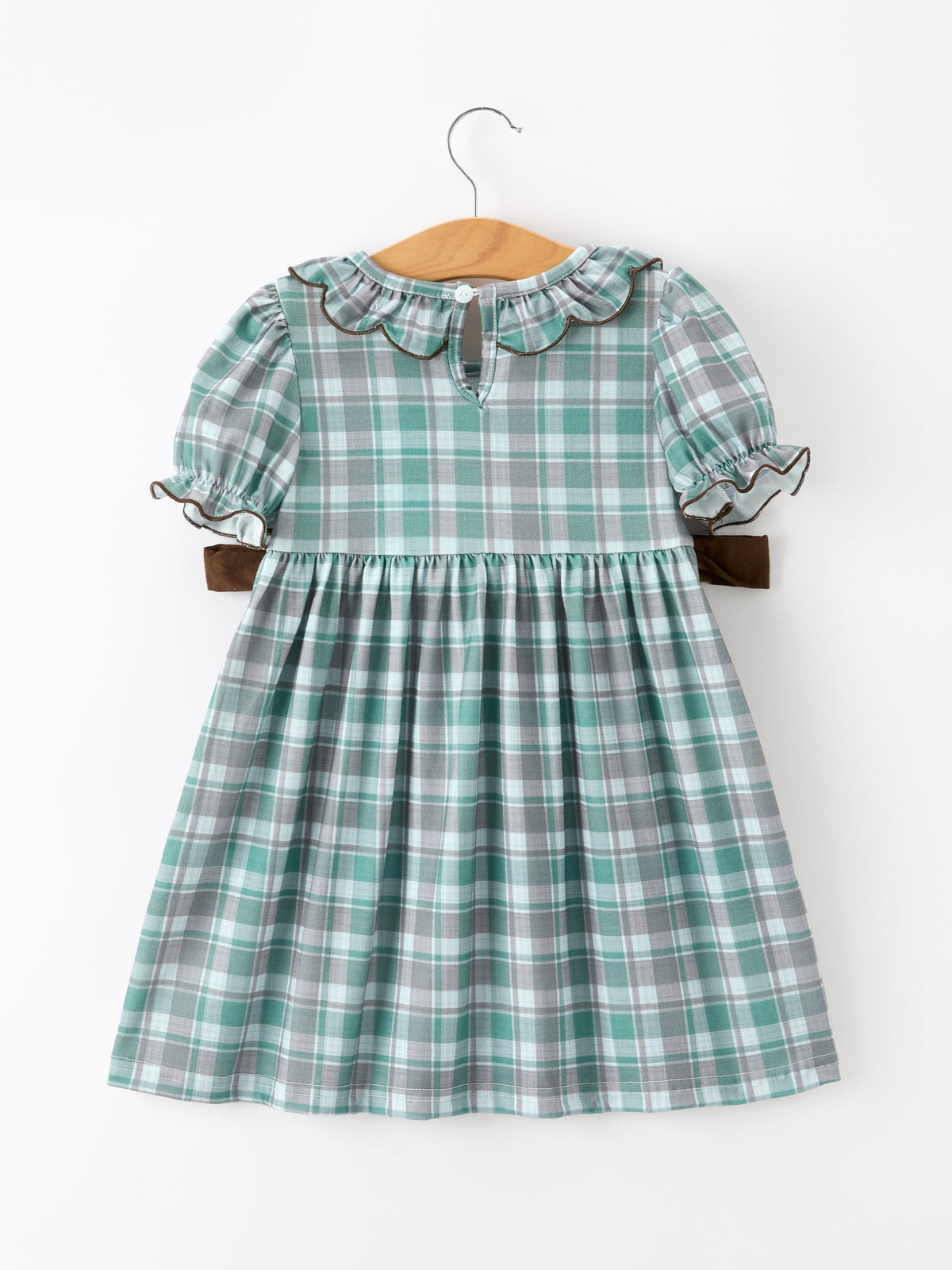 Rylee Faith Designs - Plaid Moose Smocked Girls Puff Sleeve Dress - alternate view 2