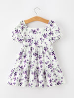 Rylee Faith Designs - Fall Lavender Floral Puff Sleeve Girls Dress - alternate view 2