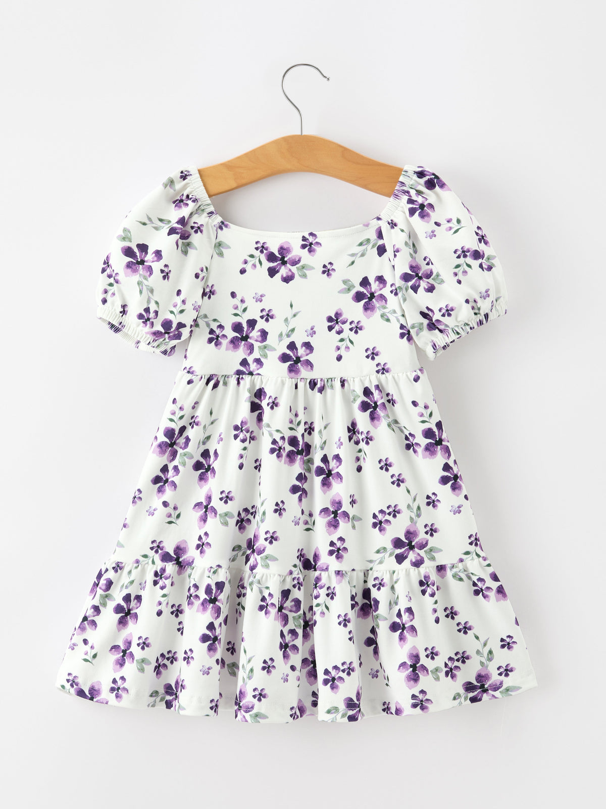 Rylee Faith Designs - Fall Lavender Floral Puff Sleeve Girls Dress - alternate view 2