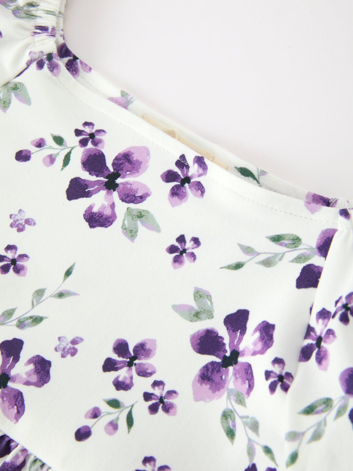 Rylee Faith Designs - Fall Lavender Floral Puff Sleeve Girls Dress - alternate view 3
