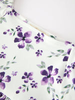 Rylee Faith Designs - Fall Lavender Floral Puff Sleeve Girls Dress - alternate view 3