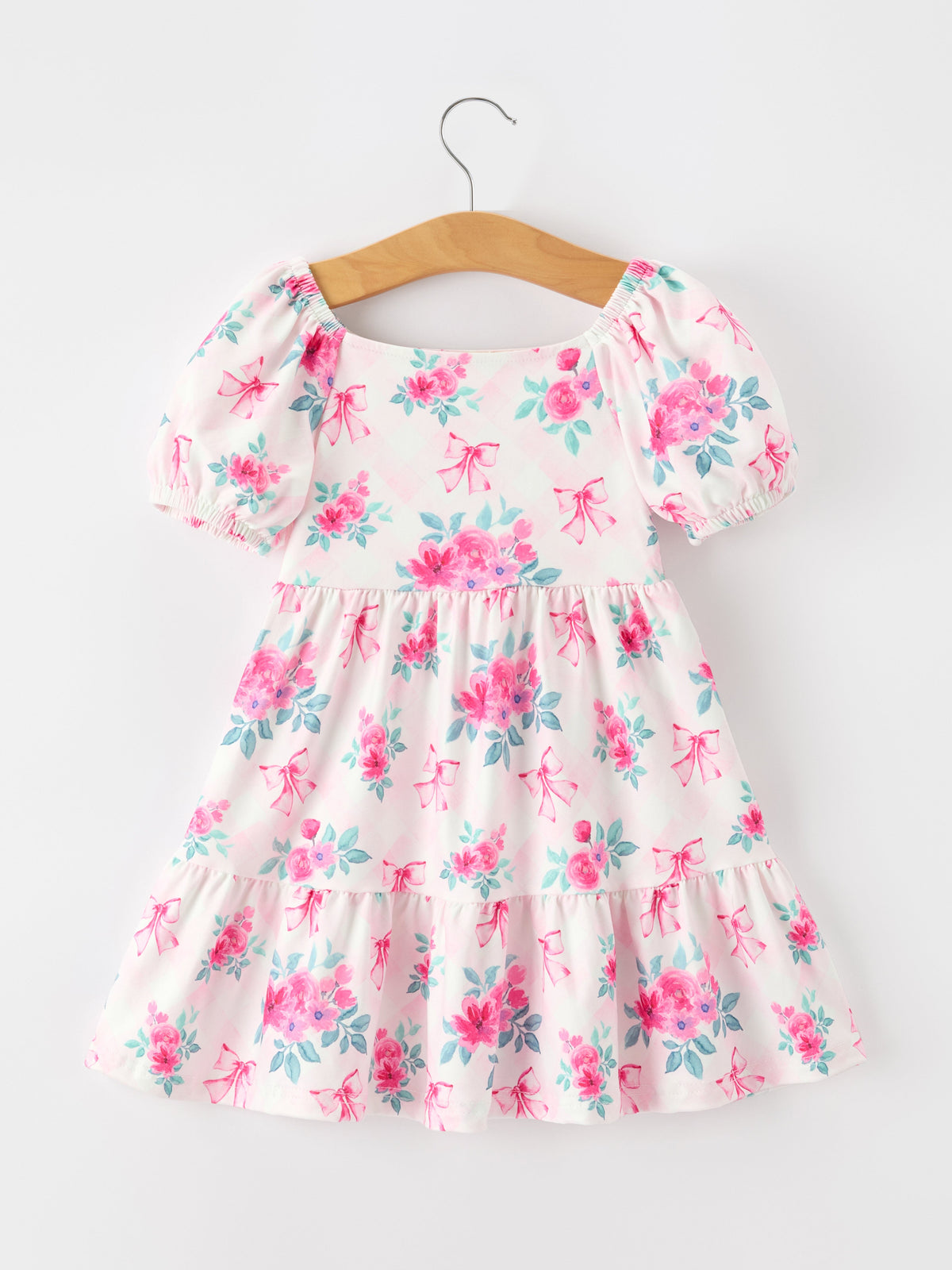 Rylee Faith Designs - Fall Pink Floral Puff Sleeve Girls Dress - alternate view 2