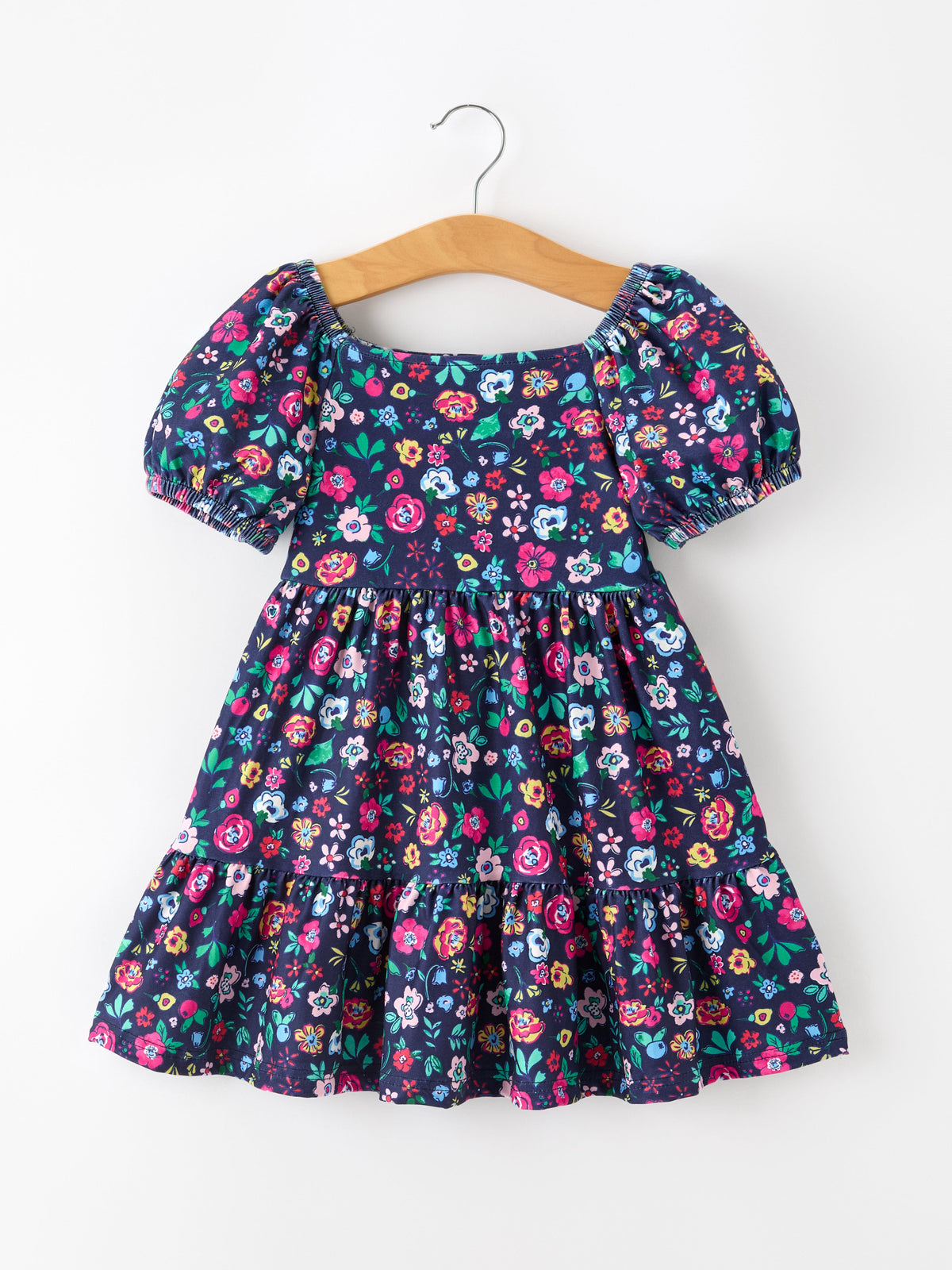 Rylee Faith Designs - Fall Vintage Wildflower Puff Sleeve Girls Dress