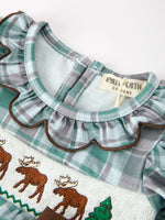 Rylee Faith Designs - Plaid Moose Smocked Baby Girl Bubble Romper - alternate view 3